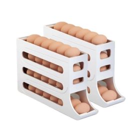 2pcs Kitchen Eggs Organizer 4-layer Slide Refrigerator Eggs Rack (Color: White, Type: Eggs Rack)
